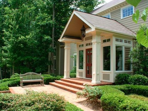 entryway additions - This would look great on my house! Raised Ranch ... Front Door Addition Entrance, Entryway Additions, Foyer Addition, Entryway Addition, Entry Addition, Mudroom Addition, Half Screen, Front Porch Addition, Traditional Entryway