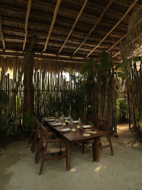 Bamboo Restaurant Ideas, Safari Lodge Design, Wood Shelter, Jungle Hotel, Bamboo Restaurant, Lodge Design, Outdoor Restaurant Design, Bamboo House Design, Restaurant Tables And Chairs