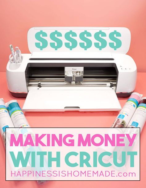 Wondering how you can make money with a Cricut machine? We'll show you how to make money with Cricut and answer all of your frequently asked questions! Cricut Online Business, What Can You Do With A Cricut Machine, Curcit Machine Ideas, Make Money With Cricut, Costco Recipes, Cricut Apps, Cricket Designs, Cricut Clipart, Cricut Business