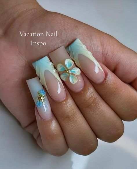 Spa Outside, Cnd Nail Polish, Colored Acrylic Nails, Summery Nails, Girly Acrylic Nails, Proof Of Concept, Classy Acrylic Nails, Vacation Nails, Unique Acrylic Nails