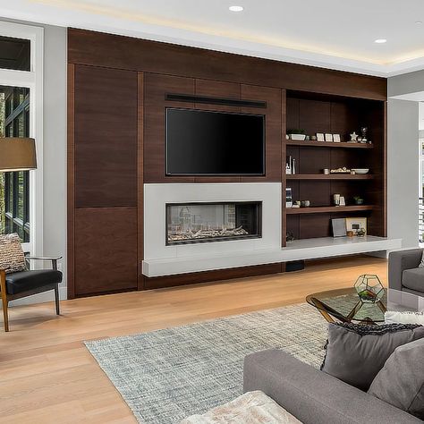 Modern fireplace wall living room