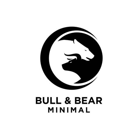 premium bull bear with economic vector finance black logo design Trading Tattoo Designs, Forex Bulls And Bears Logo, Forex Logo Design Ideas, Trade Logo Design Ideas, Finance Tattoo, Bull And Bear Logo, Trader Tattoo, Forex Logo Design, Bullish And Bearish Logo