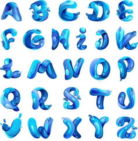 Download Blue water alphabets vector in AI format. alphabets,Blue,Water Vector Font and more resources at freedesignfile.com Alfabet Font, Calligraphy Fonts Alphabet, Graffiti Wildstyle, الفن الرقمي, Image Font, Water Illustration, Alfabet Letters, Typography Alphabet, 타이포그래피 포스터 디자인