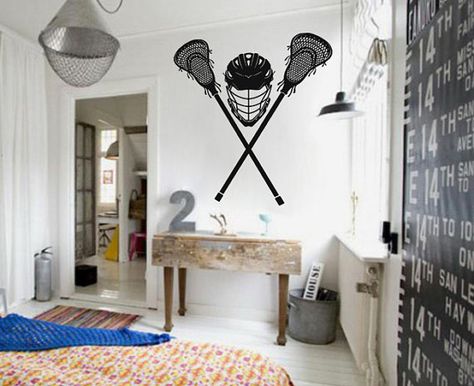 kik872Wall Decal Sticker lacrosse game athlete by ArtWallStickers Lacrosse Bedroom, Lacrosse Room Decor, Lacrosse Room, Lacrosse Helmet, Sport Room, Wall Stickers Sports, Star Wars Wall Decal, Lounge Rooms, Girls Wall Stickers