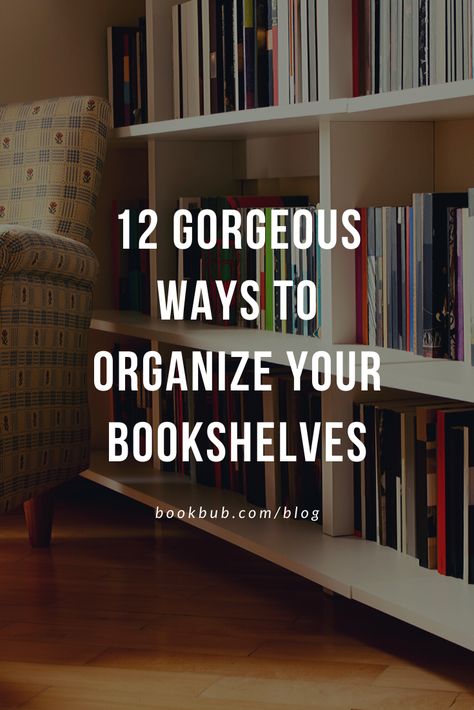 Get your books organized with this gorgeous bookshelf inspiration.  #books #bookshelves #interiordesign Books Shelves Ideas, Organizing Books By Color, Bookshelf Storage Organization, Book Case Organisation, Book Displays Home, Books On Bookshelves, How To Sort Bookshelf, Organize Bookshelf Styling Bookshelves, How To Style A Bookshelf With Books