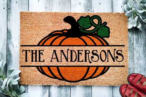 Fall Door Mats, Fall Autumn Decor, Door Mat Diy, Pumpkin Family, Fall Doormat, Halloween Door Mat, Pumpkin Door, Customized Photo Gifts, Custom Doormat