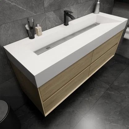 Better Vanity | Wayfair Modern Bathtub, Small Bathroom Vanities, Floating Bathroom Vanity, Double Black, Double Sink Vanity, Double Sink Bathroom, White Vanity Bathroom, Double Sink Bathroom Vanity, Double Bathroom