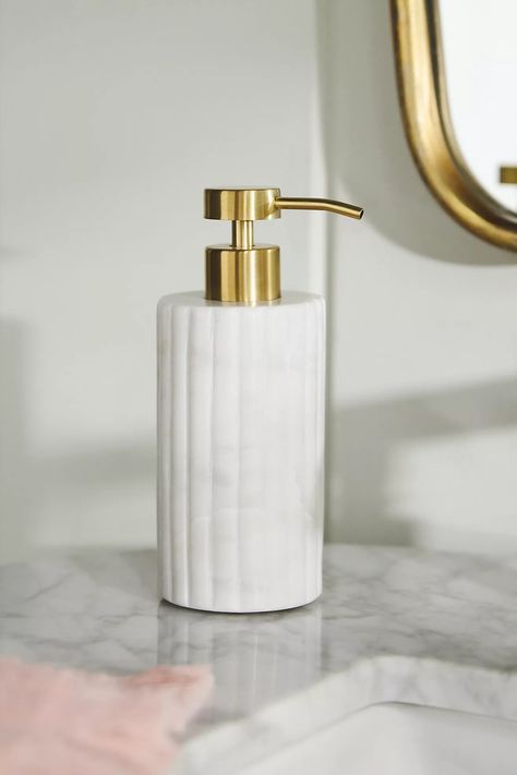 Malou Stone Bath Soap Pump | Anthropologie Soap Dispenser Bathroom, White Soap, Stone Bath, Bathroom Design Inspiration, Bathroom Design Decor, Bathroom Inspiration Decor, Soap Pump, Main Bathroom, Bath Soap