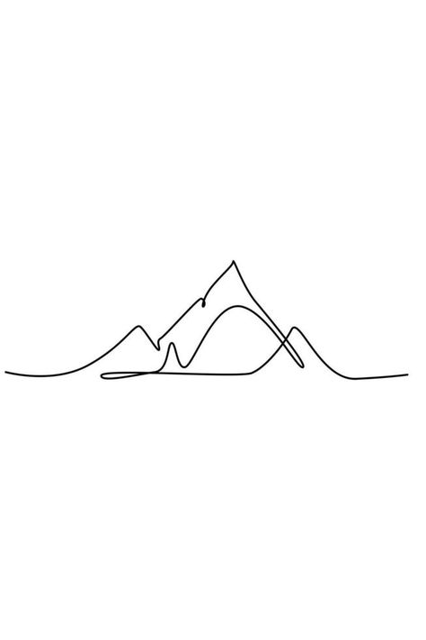 One Line Mountain, Skiing Tattoo, Mountain Line Drawing, Mountain Line Art, Berg Tattoo, Continuous Line Tattoo, Phrase Tattoos, Wrap Tattoo, Doodle Vector