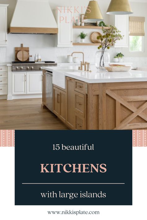 15 Beautiful Kitchens With Large Islands; Here are 15 beautiful kitchens with large islands that provide lots of counter space and an ideal place to socialize. Kitchen Islands With Prep Sinks, 9 Ft Island Kitchen, Kitchen Islands Ideas With Sink, Kitchen With Sink In Island Layout, 9ft Island Kitchen, Large Kitchen Islands With Seating, Massive Kitchen Island, 9 Ft Kitchen Island, Large Island Ideas