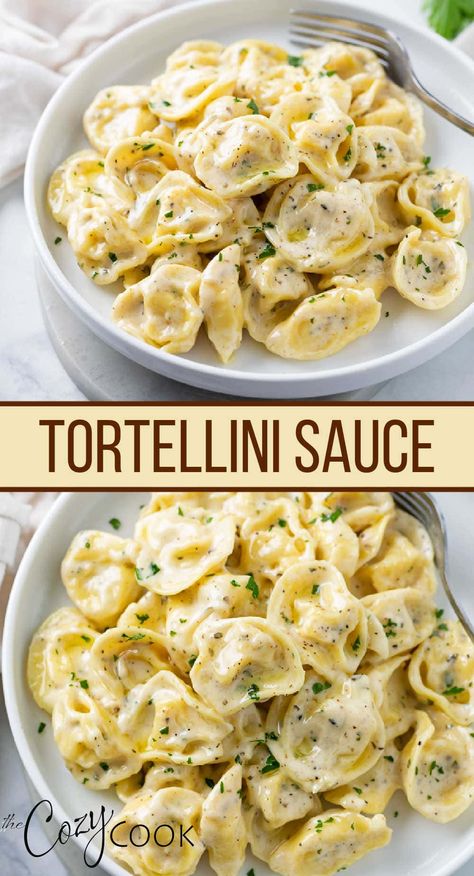 Creamy Tortellini Sauce, Creamy Sauce For Tortellini, Recipe For Cheese Tortellini, Tortellini Recipes Garlic Butter, Easy Recipes With Tortellini, Tortellini Recipes Butter Sauce, Brown Butter Tortellini Recipes, Cream Sauce Tortellini, Tortellini With Butter Sauce