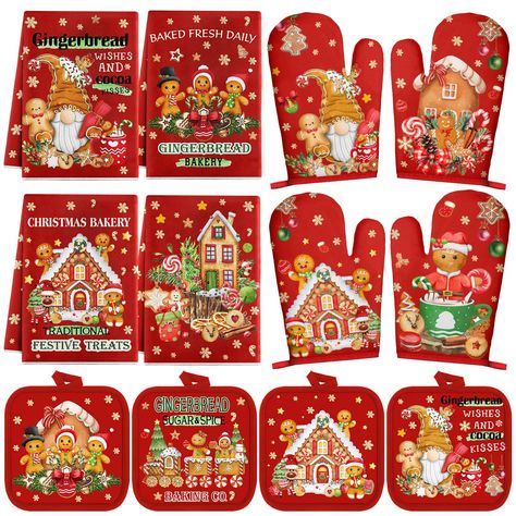 PRICES MAY VARY. Christmas Kitchen Accessories: this set includes 4 Christmas gingerbread man kitchen towels, 4 gingerbread house oven gloves and 4 candy multipurpose pot holders; This ensures that you have everything required to host a successful Christmas party in your home; It simplifies your shopping as the sufficient quantity that you have enough supplies to replace or replace in your daily life Quality Materials: our Christmas oven mitts and pot holders sets are made from soft materials; T Gingerbread Christmas Decor Kitchen, Christmas Gathering Ideas, Man Kitchen, Gingerbread Christmas Decor, Christmas Games For Family, Cooking Dishes, Christmas Gingerbread Men, Oven Gloves, Life Quality