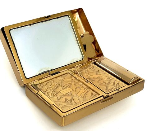 Elgin American 1950s CarryAll Vanity Gazelle Powder Compact Cigarettes Lipstick Gifts For 60 Year Old Women, Amazon List, All Is Vanity, Dresser Accessories, 60 Year Old Woman, Compact Makeup, Vintage Compact, Vanity Accessories, Powder Compact