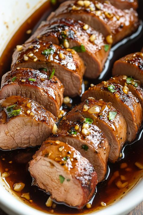 Honey Sesame Pork Tenderloin, Pork Tenderloin With Pears, Slow Cooker Balsamic Pork Tenderloin, Honey Garlic Teriyaki Pork Tenderloin, Sweet Pork Tenderloin Recipes, Pork Tender Recipes, Pork Tenderloin Loin Recipes, Honey Garlic Pork Rice Bowl, Crockpot Honey Garlic Pork Tenderloin