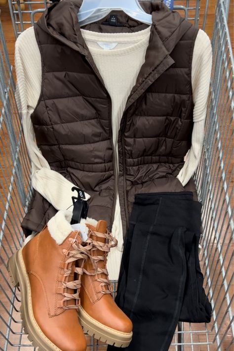 Walmart Summer Outfits 2023, Walmart Winter Outfits, Walmart Outfits 2023 Winter, Walmart Outfit Ideas, Walmart Outfits Fall 2024, Fashion Fall 2024, Fall Fashion Outfits 2024, Traveling Wardrobe, Brown Vest Outfit