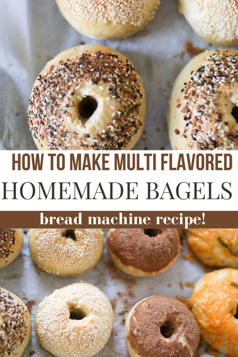 bread maker recipes Bagel Recipe Bread Machine, Bread Machine Bagels, Bread Machine Recipes Healthy, Easy Bread Machine Recipes, Resepi Roti, Bagel Bread, Best Bread Machine, Bread Maker Recipes, Homemade Bagels