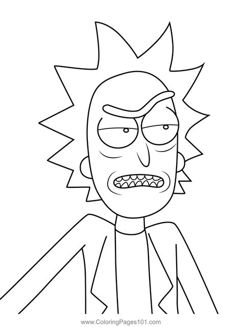 Rick Sanchez Rick and Morty Coloring Page Rick And Morty Cricut Projects, Rick From Rick And Morty Drawing, Rick Outline, Lil Peep Coloring Page, Rick And Morty Outline, Ricky And Morty Drawing, How To Draw Rick And Morty, Rick And Morty Draw Trippy, Rick Sanchez Drawing