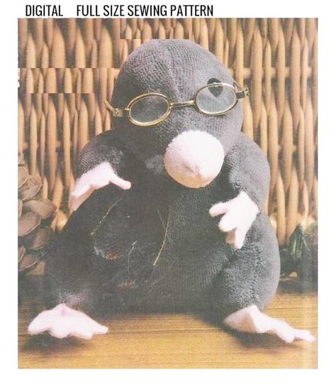 Cute Little Mole A Stuffed Plush Soft Body Toy | Craftsy Mole Plush Pattern, Lovey Sewing Pattern, Knitted Toys Free Patterns, Vintage Crochet Patterns, Animal Sewing Patterns, Vintage Knitting Patterns, Plush Pattern, Vintage Crafts, Pdf Patterns