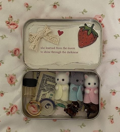 Alto Is Tin Ideas, Altoids Wallet Calico Critters, Altoid Tin Ideas Aesthetic, Coquette Altoids Wallet, Tin Box Aesthetic, Mini Altoid Tin Ideas, Altoids Wallet Ideas, Tin Box Crafts, Altoids Tin Wallet