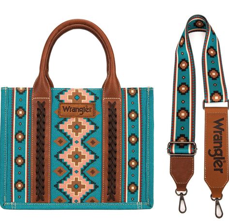 WRANGLER WOMENS Angel Diamond Dark Turquoise AZTEC BOHO SHOULDER BAG Western Purses, Southwestern Print, Printed Canvas Tote Bag, Round Handle, Boho Purses, Crossbody Tote Bag, Small Tote, Crossbody Tote, Satchel Handbags