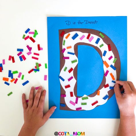 Fun craft to practice the letter “D” Letter D Preschool Craft, D Is For Donut, Letter C Crafts, Letter D Crafts, Preschool Letter Crafts, Prek Crafts, Alphabet Crafts Preschool, Preschool Classroom Decor, October Crafts