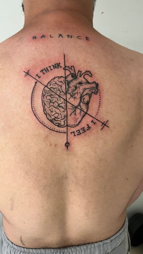 I Think I Feel Tattoo, Balance Heart And Brain Tattoo, Break The Cycle Tattoo, Brain And Heart Tattoo, Heart And Brain Tattoo, Union Tattoo, Brain Tattoo, Soul Tattoo, Heart Brain