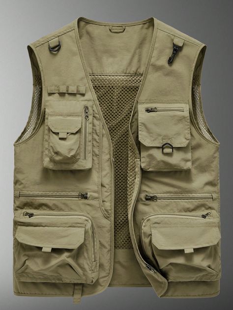 Manfinity Homme Men'S Mesh Patchwork Multi-Pockets Cargo Vest With Detachable HoodI discovered amazing products on SHEIN.com, come check them out! Gilet Cargo, Cargo Vest, Outdoor Vest, Shoe Lace Tying Techniques, Mens Attire, Tactical Vest, Curvy Women Outfits, Shoe Lace, Detachable Hood