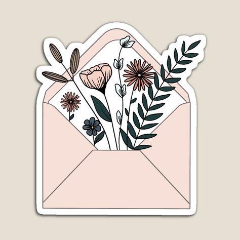 Envelope Sticker Printable, Journal Stickers Drawing Ideas, Cute Sticker Ideas To Draw Aesthetic, Floral Stickers Printable, Stickers To Print Aesthetic, Aesthetic Stickers For Journal, Scrapbook Journal Stickers, Envelope Drawing, Line Art Floral