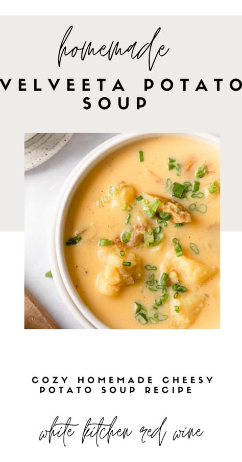 30 Minute Velveeta Potato Soup - Cozy Homemade Potato Soup Recipe Potato Soup With Velveeta, Potato Soup With Velveeta Cheese, Velveeta Potato Soup, Soup With Velveeta Cheese, Freezable Casseroles, Cheesy Potato Soup Easy, Recipes With Velveeta Cheese, Homemade Velveeta, Soup Cozy