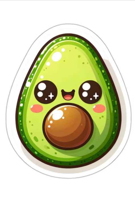 Here are a sticker of a cartoon avocado Cute Fruit Stickers, Avocado Sticker, Avocado Tattoo, Avocado Cartoon, Inktober 2024, Kawaii Fruit, Cute Avocado, Style Kawaii, Sticker Bomb