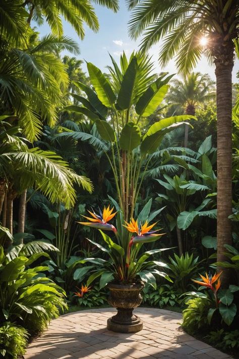 20 Tropical Garden Landscaping Ideas - Toolz Geek Tropic Interior Design, Tropical Landscape Lighting, Hawaii Garden, Aesthetic Backyard, Tropical Garden Plants, Tropical Botanical Garden, Amazon Flowers, Tropical Garden Ideas, Tropical Backyard Landscaping