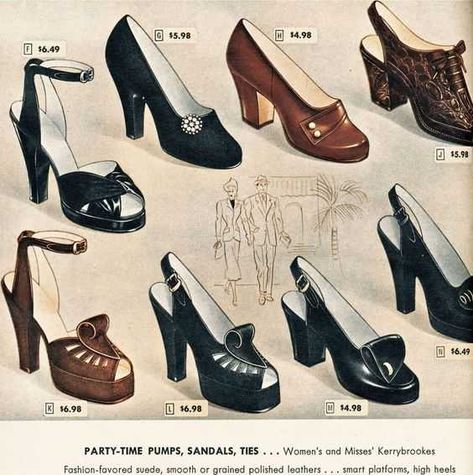 1940s Shoes, Fashion 1940s, 40s Fashion, Stil Inspiration, Va Va Voom, Retro Shoes, 1940s Fashion, Evening Shoes, Vintage Glamour