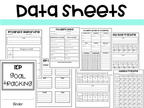 Goal Tracking Sheets For Students, Student Goal Tracking, Iep Tracking Sheets, Data Sheets For Special Education, Iep Data Collection Sheets Free, Iep Goal Tracking Data Collection, Iep Data Tracking, Special Education Data Sheets, Progress Monitoring Special Education