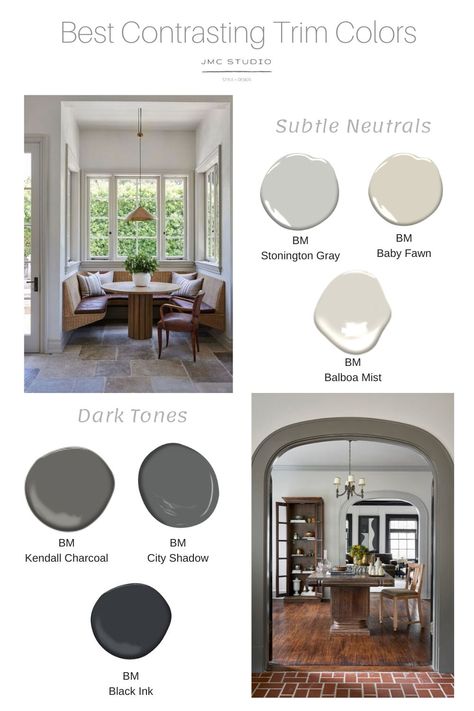 Contrasting Trim: Just a Trend? Dark Trim And Ceiling, Contrast Molding Paint, Craftsman Interior Painted Trim, Painted Interior Window Trim, Inverted Trim Color, Painted Moldings And Trim Living Room, Colored Moldings And Trim, Dark Baseboards And Trim Farmhouse, Contrasting Trim And Doors