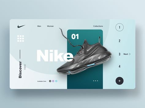 Nike web by YULIIA MEI for Ekipa on Dribbble Desain Ux, Nike Web, Seni Pop, Desain Ui, Banner Web, Desain Editorial, Website Ideas, Webpage Design, Website Design Layout