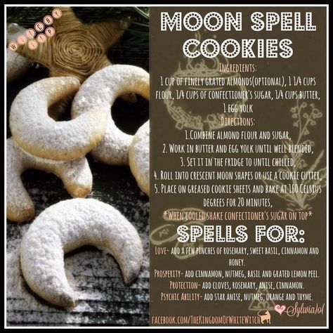 Moon Cookies, Kitchen Witch Recipes, Moon Spells, Hot Buttered Rum, Magia Das Ervas, Kitchen Witchery, Kitchen Witch, Cookies Ingredients, Hocus Pocus