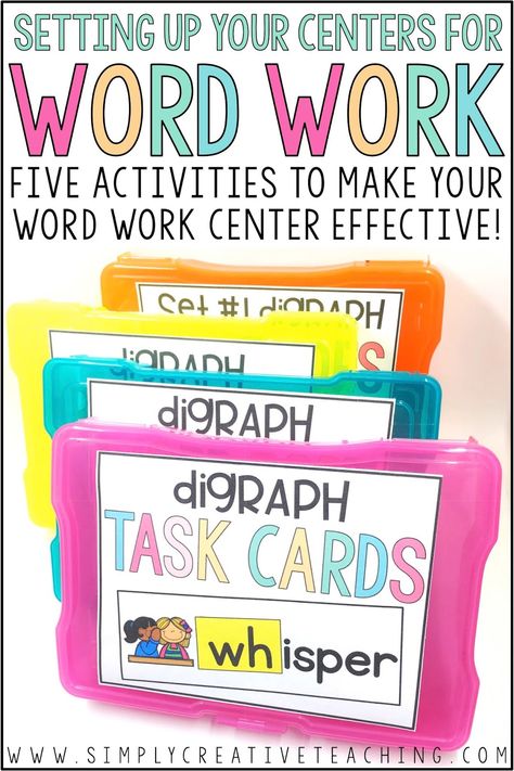 Digraphs Activities, Word Work Stations, Pocket Charts, Phonics Centers, Word Work Centers, First Grade Phonics, Phonics Instruction, Word Work Activities, Phonics Words