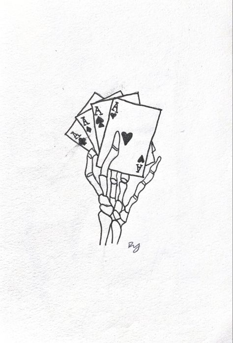 Skeleton Playing Cards Tattoo, Playing Card Tattoos For Men, Skeleton Flipping Off Tattoo, Skeleton Hand With Cards Tattoo, Skeleton Card Tattoo, Aesthetic Skeleton Tattoo, Mens Skeleton Tattoo, Ace Up Sleeve Tattoo, Ace Card Tattoo Design For Women