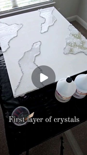 Diy Crushed Glass Projects, Diy Glass And Resin On Canvas, Glass Shards Art, Glass And Resin Art On Canvas, Crushed Glass Resin Art Diy, Crushed Glass Resin Art, Canvas Wall Art Crushed Glass, Sea Glass Window Art Resin, Resin Work