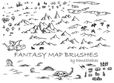 Fantasy Map Symbols, Fantasy Map Drawing, Map Drawing, Map Sketch, Fantasy Map Making, Map Symbols, Fantasy World Map, Map Icons, Writing Fantasy