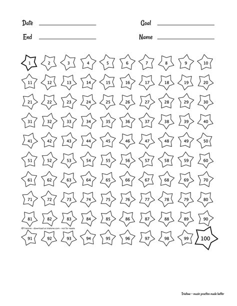 Printable PDF chart of 100 stars - print and share with your twinklers Music Practice Chart, Sticker Chart Printable, Notesbog Design, Printable Reward Charts, Goal Charts, Printable Star, Reward Chart Kids, Sticker Chart, Music Practice