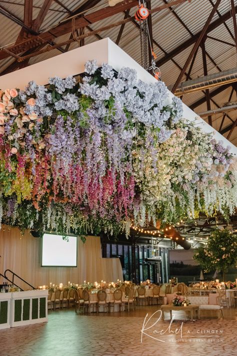 Overhead Wedding Decor Hanging Flowers, Hanging Flowers Wedding Wall, Wildflower Wedding Ceiling, Hanging Wisteria Wedding Tent, Ceiling Flowers Design, Hanging Ceiling Decor Wedding, Floral Ceiling Installation Wedding, Ceiling Decoration Wedding, Wedding Flower Ceiling