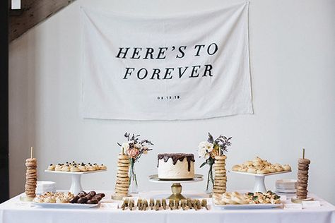 25 Inspiring Wedding Cake and Dessert Tables | OneFabDay.com Wedding Donuts, Dessert Bar Wedding, Cakes And Desserts, Wedding Dessert Table, South Carolina Wedding, Wedding Dessert, Engagement Party Decorations, Wedding Fabric, Wedding Desserts