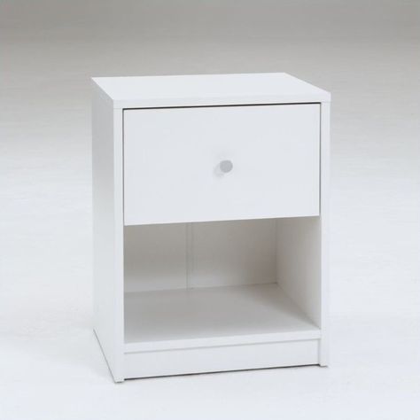 Tvilum Portland 1 Drawer Wood Nightstand in White - Walmart.com - Walmart.com Shelf Nightstand, Bed Stand, Studio Furniture, White Nightstand, Wood Nightstand, Furniture Designs, Drawer Nightstand, Contemporary Bedroom, Designs Ideas