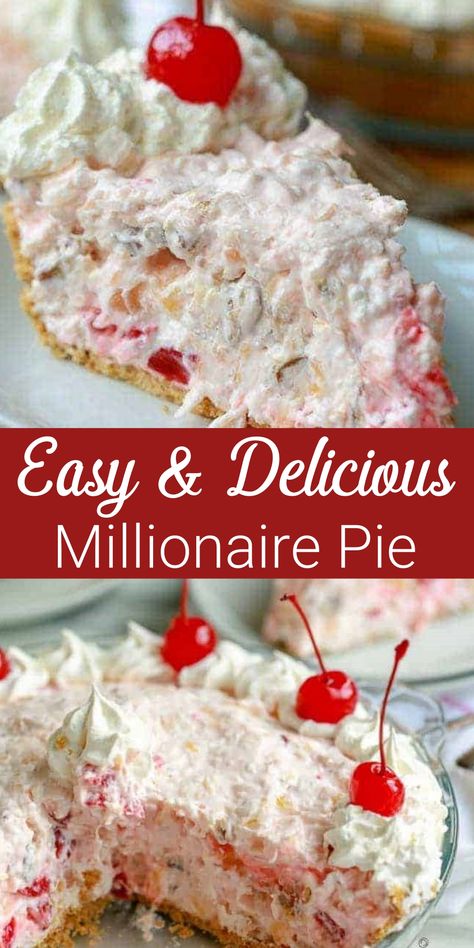 Easy & Delicious Millionaire Pie Recipe (Easy Pie Recipes) Millionaire Pie Recipe, Buckeye Balls Recipe, Millionaire Pie, Pie Recipe Easy, Dessert Pie Recipes, Easy Pie Recipes, Easy Baked Chicken, Jello Recipes, Just Bake