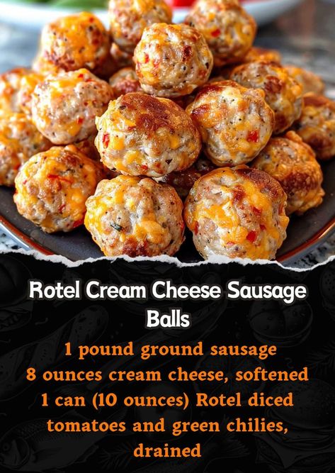 Cheese Sausage Balls, Cream Cheese Sausage, Cream Cheese Sausage Balls, Grandma's Recipes, Easy To Make Appetizers, Hot Appetizers, Healthy High Protein Meals, Sausage Balls, Ground Sausage