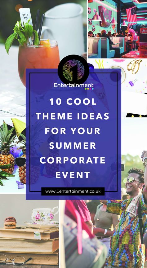 Planning a work event for the summer? Look no further as we look at some great summer themes for your corporate event! Party Themes For Work Events, Staff Party Theme Ideas, Themes For Corporate Events, Work Party Themes Events, Summer Event Themes, Park Events Ideas, Conference Themes Corporate, Work Party Theme Ideas, Corporate Activities Ideas