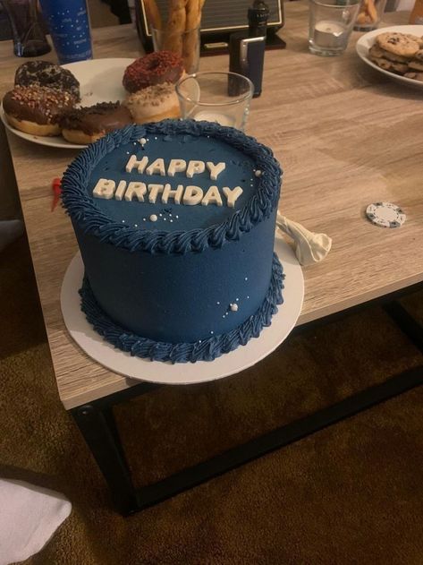 22 Men Birthday Cake, Blue Birthday Cake Ideas For Men, Happy Birthday Cake Men, Simple Birthday Cake Blue, Boyfriend Birthday Cake Design, 25th Birthday Cake For Him Boyfriends, Cake For A Man Birthday, Cake Designs For Boyfriend Birthday, Cute Birthday Cakes For Men