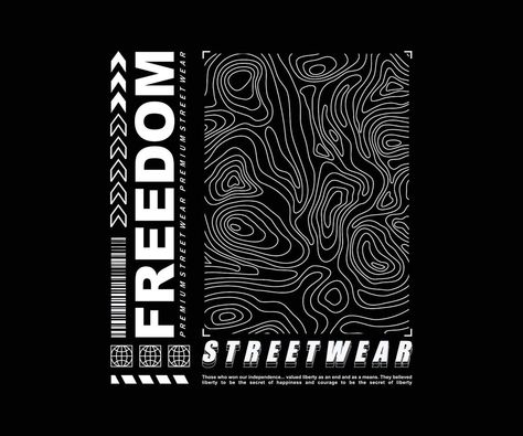 freedom t shirt design, vector graphic, typographic poster or tshirts street wear and Urban style Text Vector Design, Street Style Branding, Street T Shirt Design, Street Wear Graphics, Urban Shirt Design, Typographic Tshirt Design, Street Wear Shirt Design, T Shirt Graphic Design Ideas, Street Wear Design Graphic