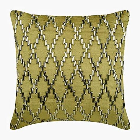 Luxury Sage Green Euro Pillow Covers 26x26 inch (65x65 cm), Velvet Euro Shams, Geometric, Pattern, Lattice, Trellis, Crystal, Modern Euro Size Pillow Covers - Rhinestone Jaal Sage Green Pillow, Square Bedroom, Green Pillow Cases, Green Velvet Pillow, Lattice Trellis, Green Velvet Fabric, Green Pillow Covers, Green Throw, Green Bedding